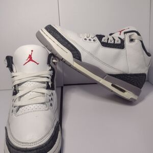 Nike Air Jordan 3 Retro Cement Grey White Sneakers Men Shoe Size 6.5Y